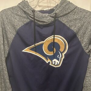 Fanatics Men’s Los Angeles Rams Navy/Heathered Gray Pullover Hoodie Size S